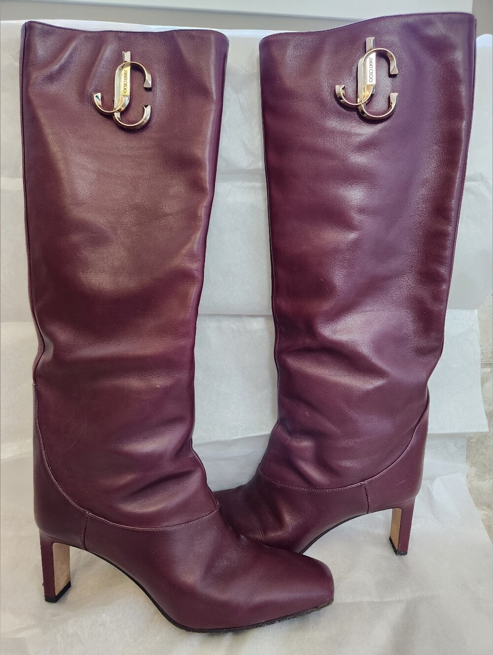 Jimmy Choo Leather Slouch Knee-High Boots